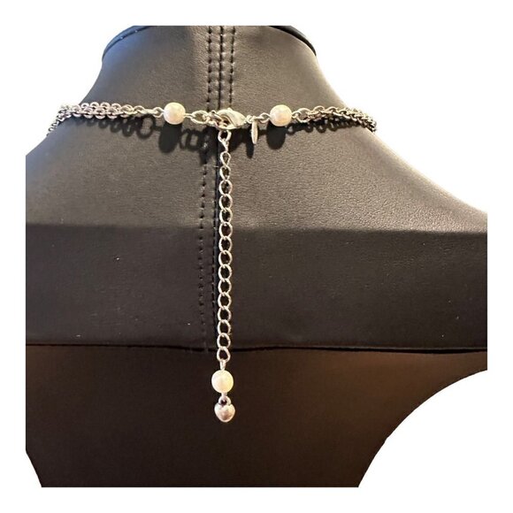 AVON Earthtone Pearlesque Multi-Strand Necklace Silvertone Stone Glass Brown 15" - Picture 11 of 16